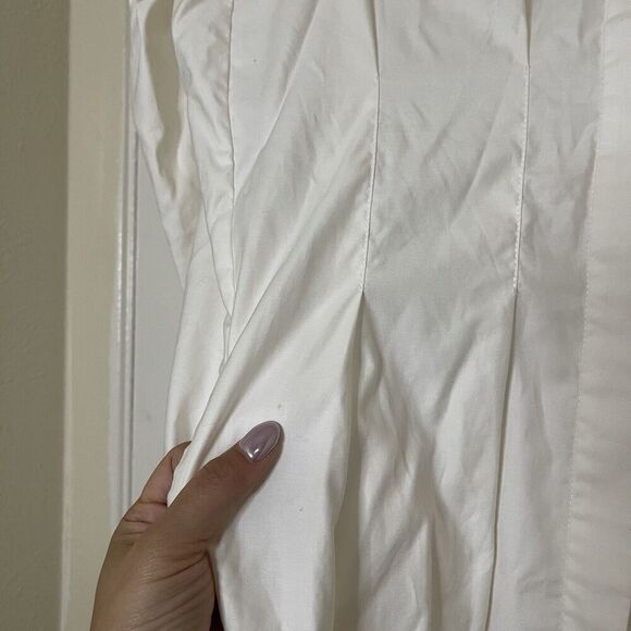 ZERO + Maria Cornejo ivory white long sleeve button down cotton dress US 4 - Picture 4 of 12